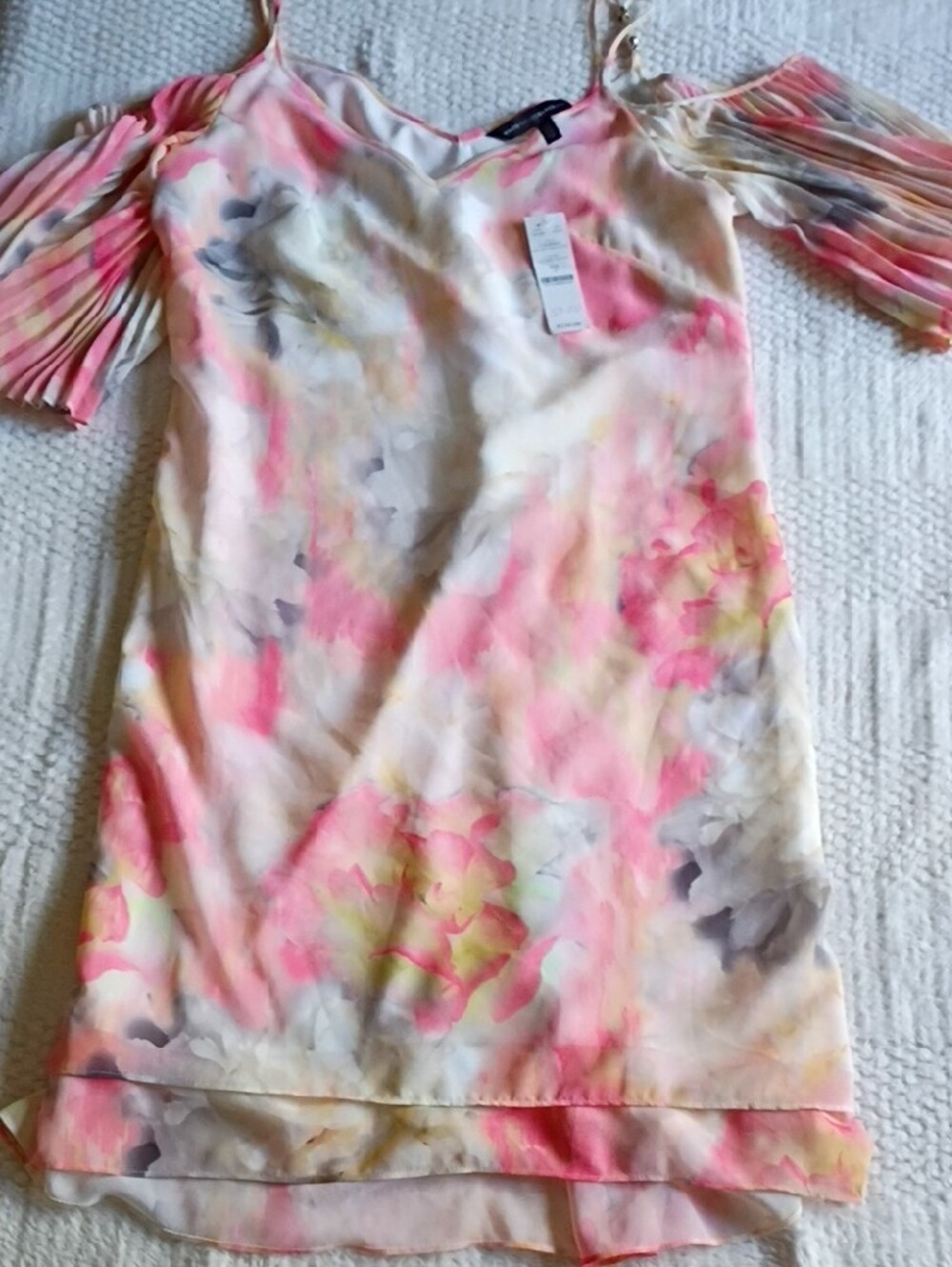 NWT White House Black Market Pink & Cream Watercolor Dress